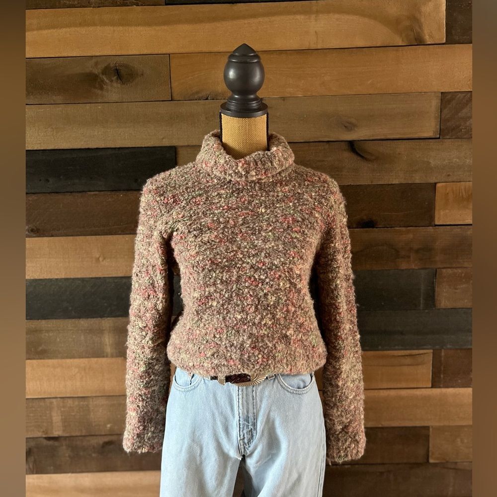 Talbots Wool Mohair Blend Turtleneck Sweater  Multicolor Knit Made In Italy - Picture 6 of 11